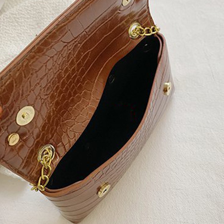 Túi Đeo Chéo mini Hình Vuông Vân Da Cá Sấu Phối Dây Xích Thời Trang Cho Nữ