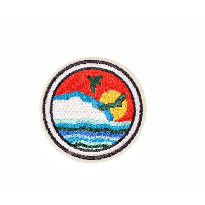 Sticker ủi nhiệt thêu hình logo phong cảnh hoàng hôn độc đáo - Patch ủi quần áo balo H26