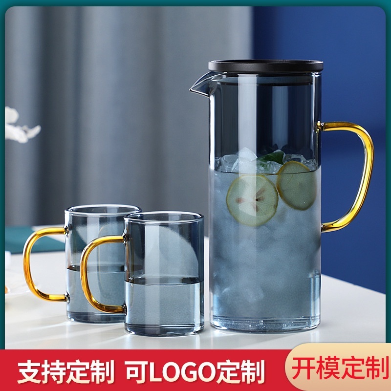 Bộ 1 bình 6 cốc thủy tinh Ocean đại dương đổi màu xanh nước biển Thủy tinh ánh xanh