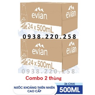 Combo 2 thùng 24 chai nước khoáng thiên nhiên Evian 500ml