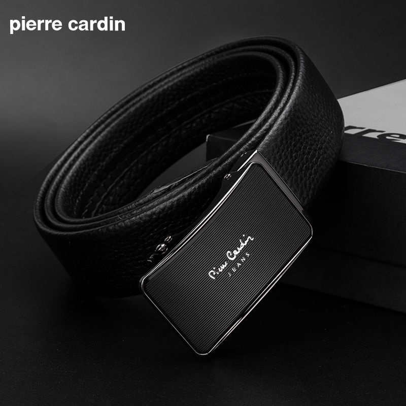 Thắt lưng nam da thật Pierre Cardin chính hãng J1A826Z-2111101A sọc nổi da thật Khóa tự động dây nịt Nam