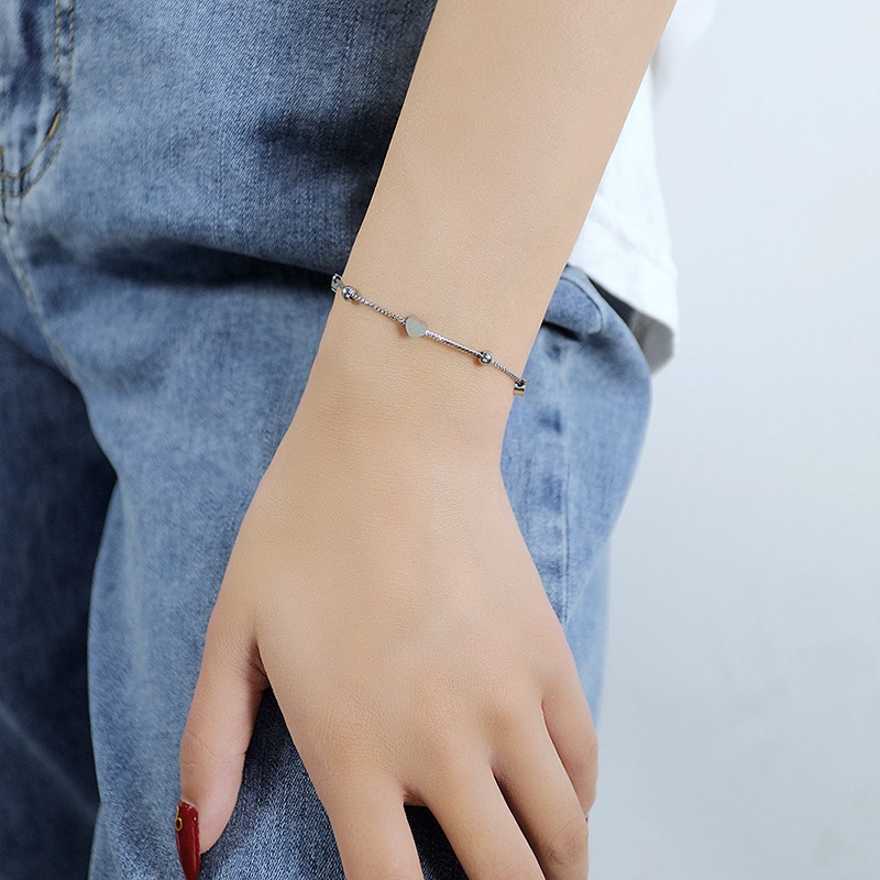 Vòng Đeo Tay Mặt Trái Tim Bằng Thép Không Gỉ Màu Vàng Hồng Thời Trang Cho Nữ JP5