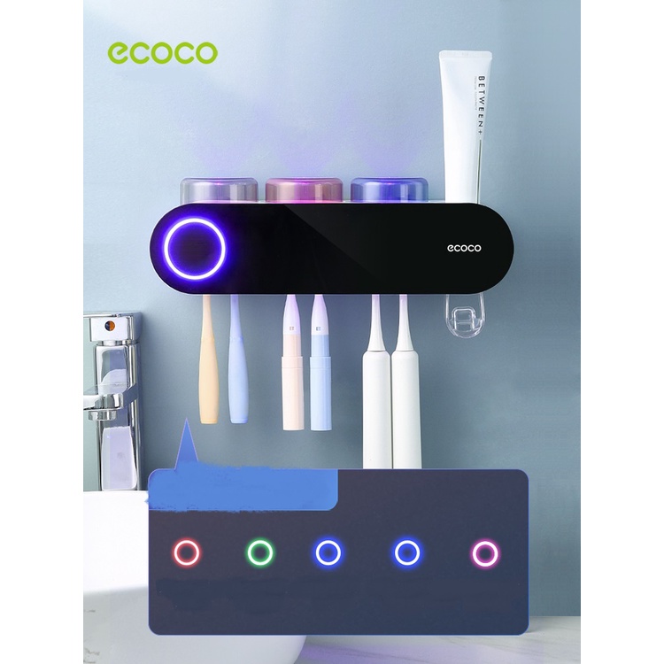 Bộ Nhả Kem Đánh Răng Tự Động Khử Trùng Bằng Tia Cực Tím, Bộ Nhả Kem Ba Cốc Sang Trọng Ecoco