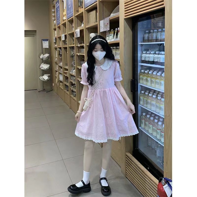 Đầm Tay Phồng Cổ Búp Bê Màu Hồng Sữa Phong Cách Pháp Dễ Thương