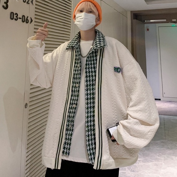 Áo cardigan nam dáng rộng giả layer 2 lớp, áo khoác nam mặc ngoài thời trang Ulzzang Hàn Quốc