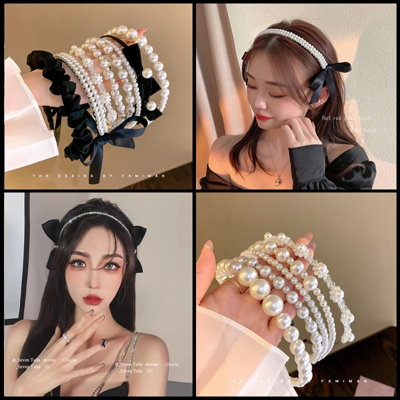 Băng Đô Đính Ngọc Trai Nhân Tạo Phong Cách Hàn Quốc Cổ Điển Kiểu Mới 2022