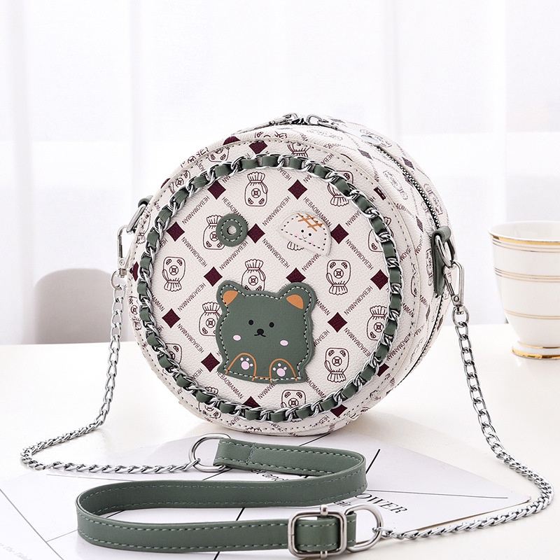 Túi đeo chéo IELGY hình tròn nhỏ xinh phong cách Hàn Quốc thời trang cho nữ