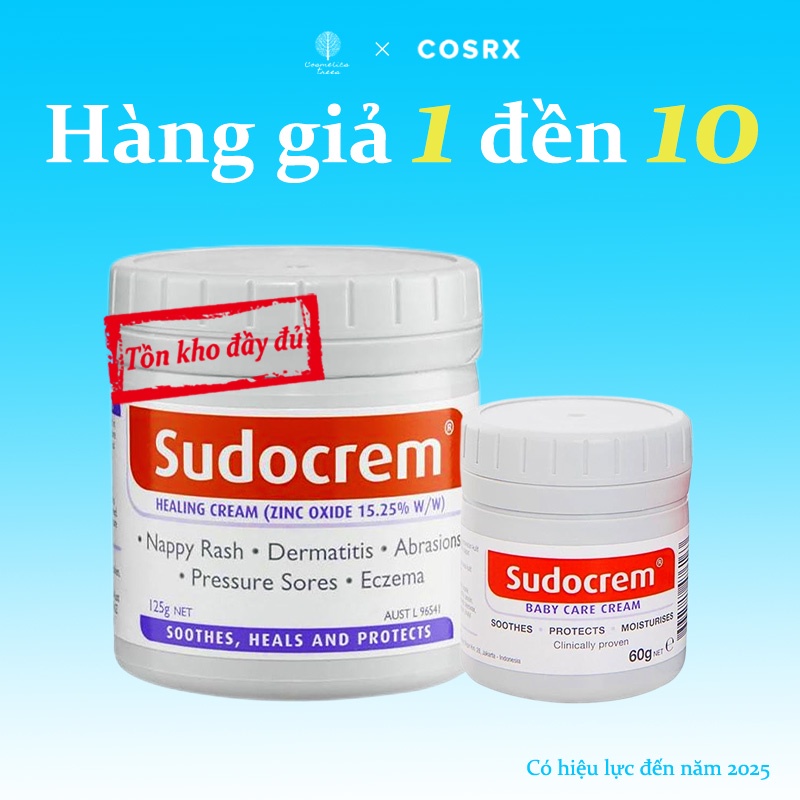 Sudocrem 60g,125g kem chống hăm đa năng được chứng minh lâm sàn an toàn dịu nhẹ cho da, phù hợp cho làn da nhạy cảm