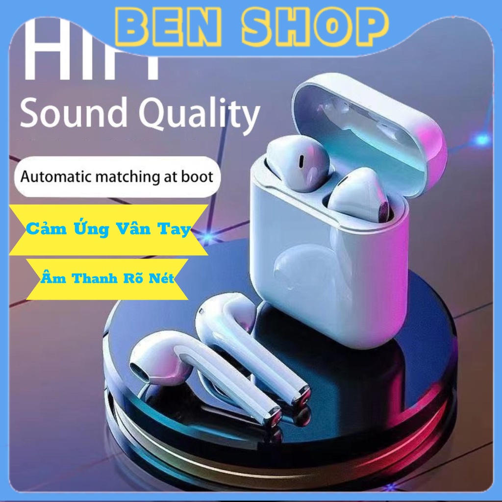 Tai nghe Bluetooth I12, tai nghe không dây TWS bản Quốc tế âm thanh chuẩn HIFI dùng cho các dòng điện thoại và laptop