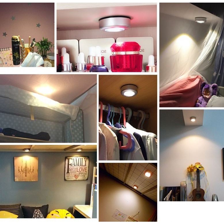 Đèn LED 3 Bóng Không Dây Cảm Ứng Chạm Chạy Bằng Pin Dùng Cho Tủ Quần Áo / Tủ Quần Áo / Giường Ngủ