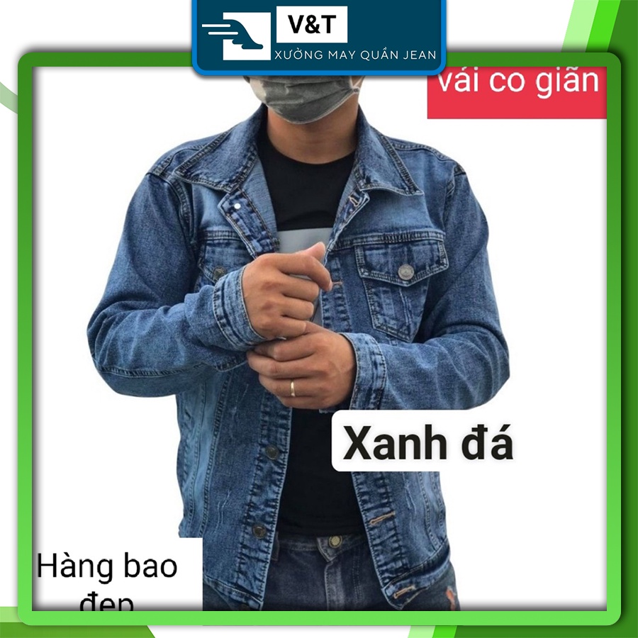 Áo khoác vải Jean cotton nhập khẩu vải dày dặn, co giãn, phong cách trẻ trung, khỏe khoắn - Màu Xanh Đá