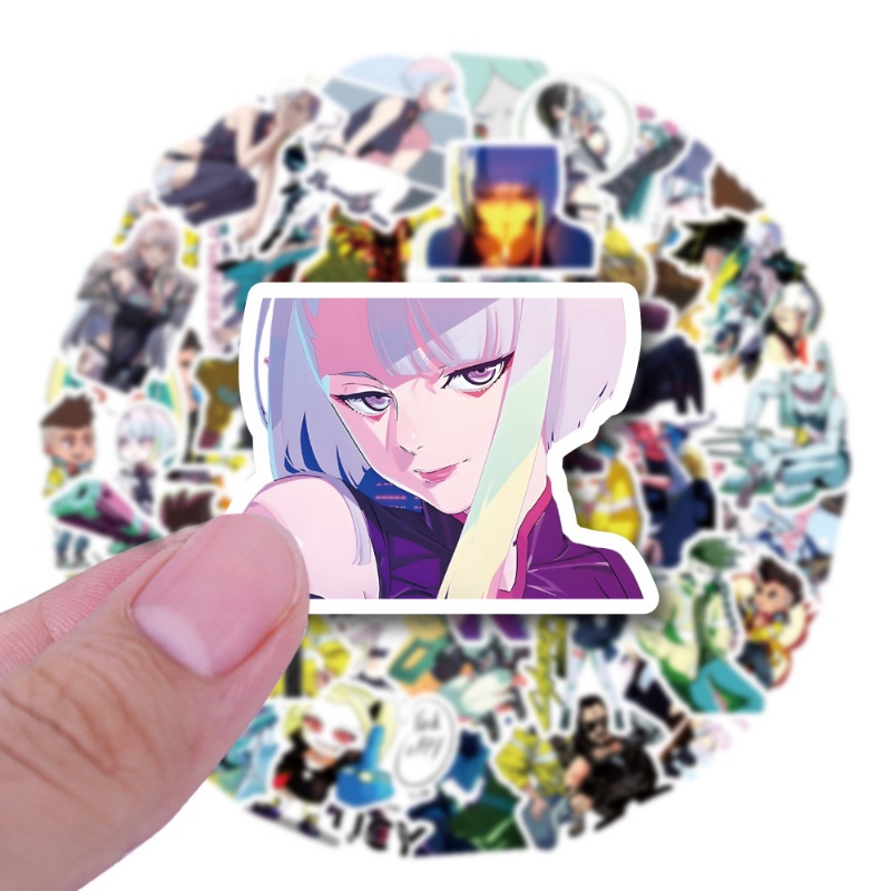 Z & M❀ Cyberpunk: Hình Dán Edgerunners ❀ Bộ 52 Miếng Dán Chống Thấm Nước Kiểu Anime Nhật Bản Dễ Thương