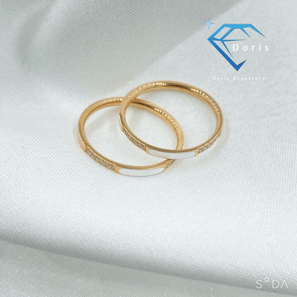 Nhẫn nữ Doris Titan đính đá sọc trắng Rose Gold J 5-404
