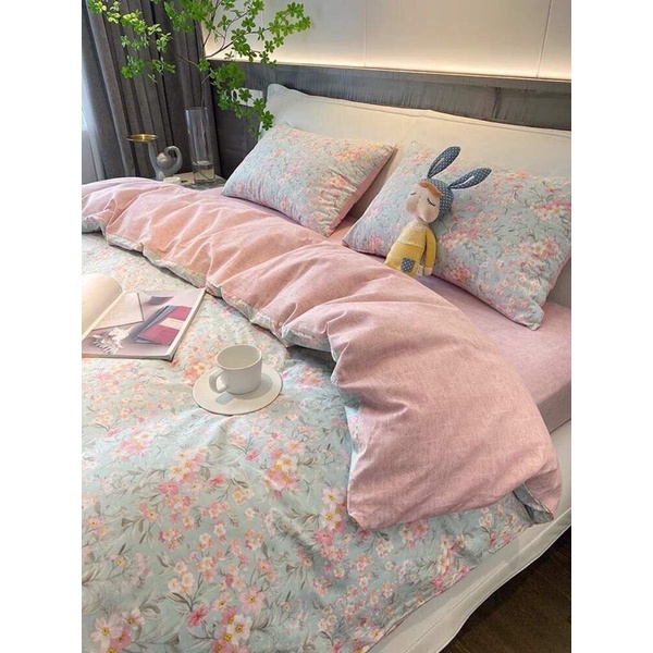 Bộ chăn ga Cotton Living 4 món 100% cotton hàng nhập