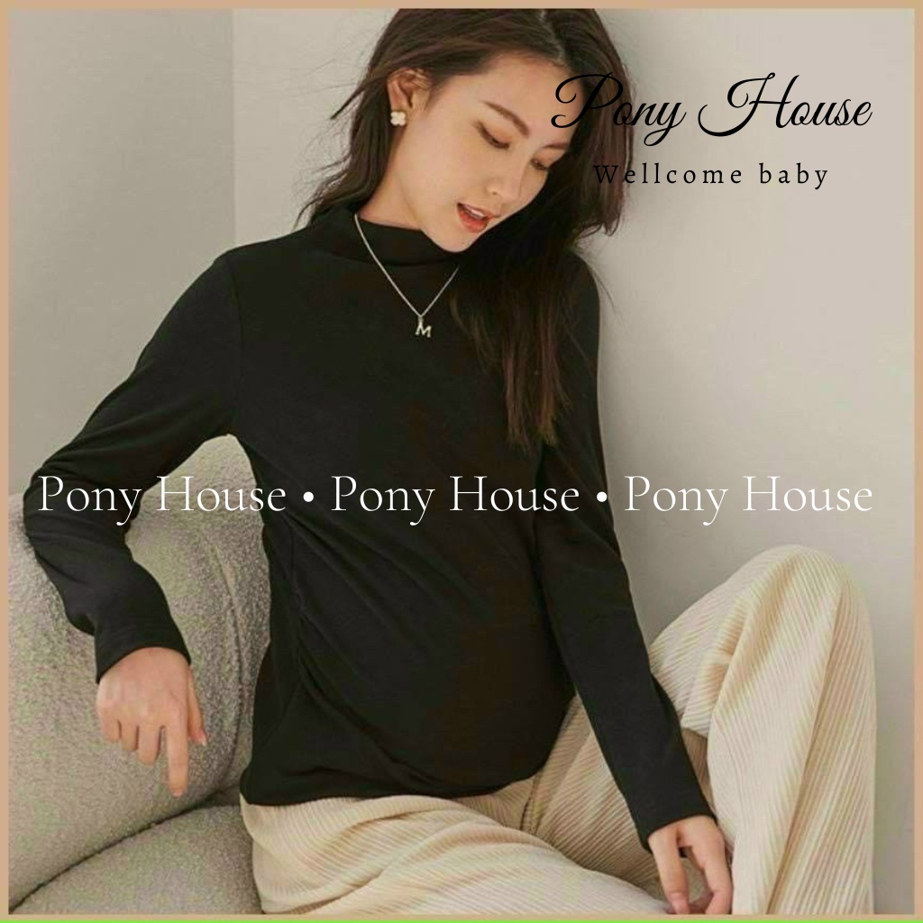 Áo Bầu Giữ Nhiệt Cổ 3cm Chất Tăm Dày Dặn Cho Mẹ Bầu Free Size 50-65kg