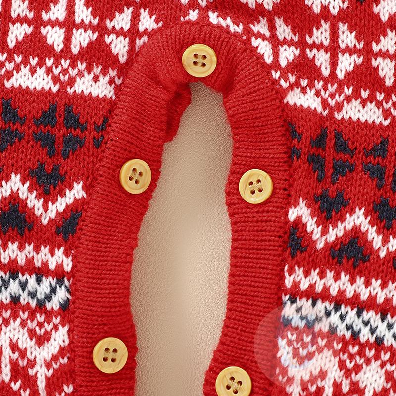 Bộ Áo Liền Quần Tay Dài Cổ Tròn In Họa Tiết Cây Thông Giáng Sinh + Mũ Dệt Kim Thời Trang Mùa Đông Cho Bé 0-18 Tháng Tuổi Laa