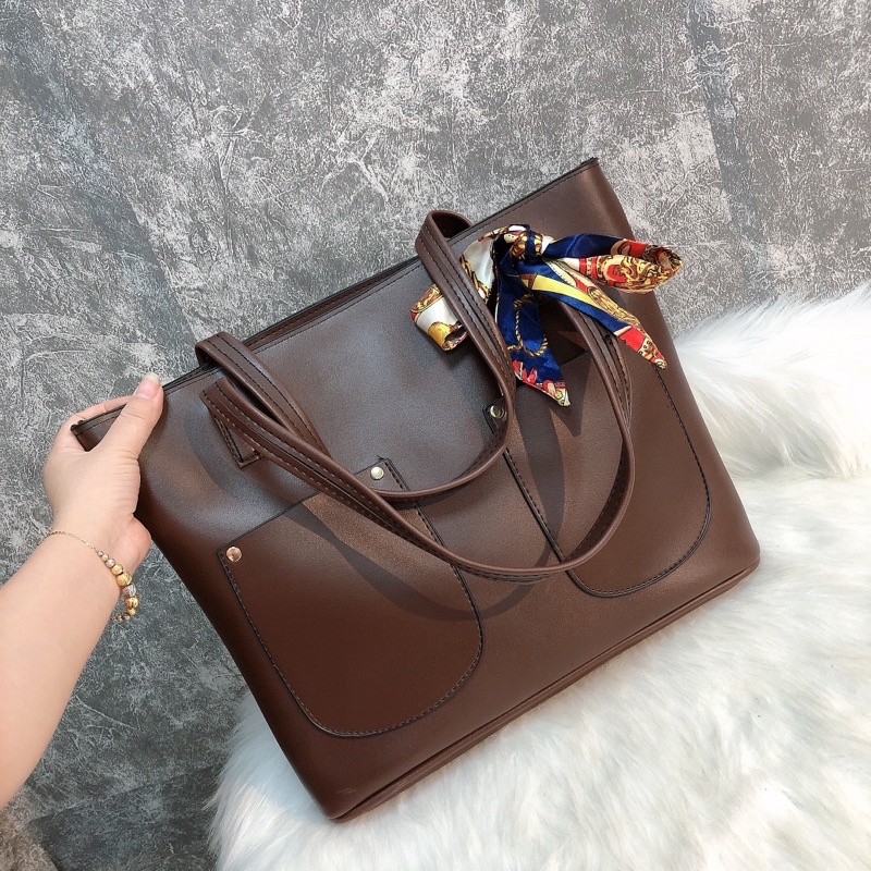 Túi Xách Nữ Da Công Sở đựng Laptop A4 bản to phù hợp đi dạy đi học đi làm SUPER BIG TOTE