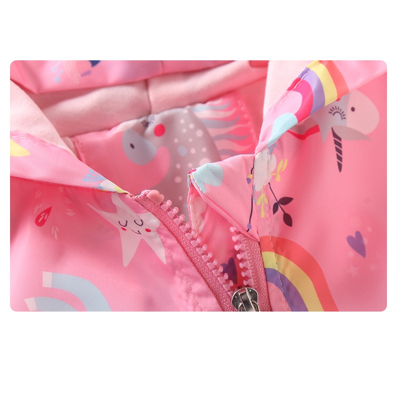 Áo khoác cardigan LUCKYCANDY có mũ họa tiết kỳ lân hoạt hình chất lượng cao cho trẻ em