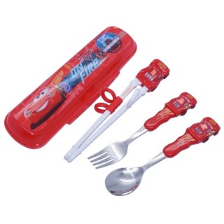 Bộ muỗng nĩa đũa tập ăn nhân vật hoạt hình 3D kèm hộp đưng cho bé