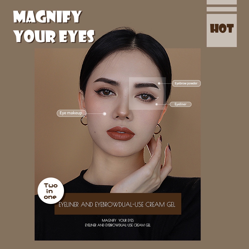 Bột Vẽ Lông Mày Kiêm Kẻ Mắt 2 Trong 1 Chống Thấm Nước Kèm Cọ Trang Điểm Tiện Lợi