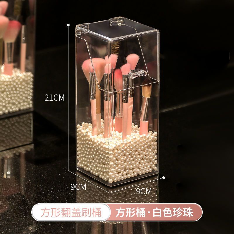 Hộp mica trong suốt đựng cọ trang điểm có nắp bằng