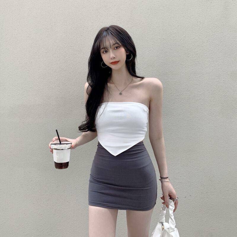 Áo ống croptop hình tam giác CERA-Y màu đen/ màu trắng/ màu xanh/ màu cam CRA094