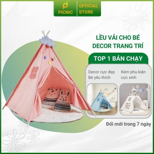Lều vải trang trí lều thổ dân cho bé chơi và ngủ trong nhà lều cắm trại tam giác làm phụ kiện chụp ảnh