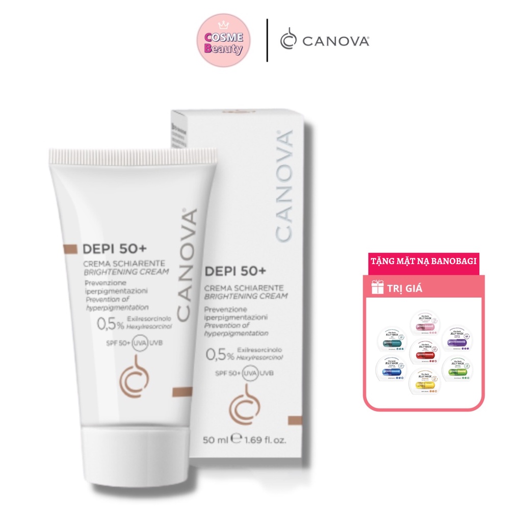 Kem làm mờ nám, sáng da ban ngày ITALY CANOVA DEPI 50+ dành cho da nhạy cảm, Làm đều màu da Tuýp 50ml Cosme.Beauty