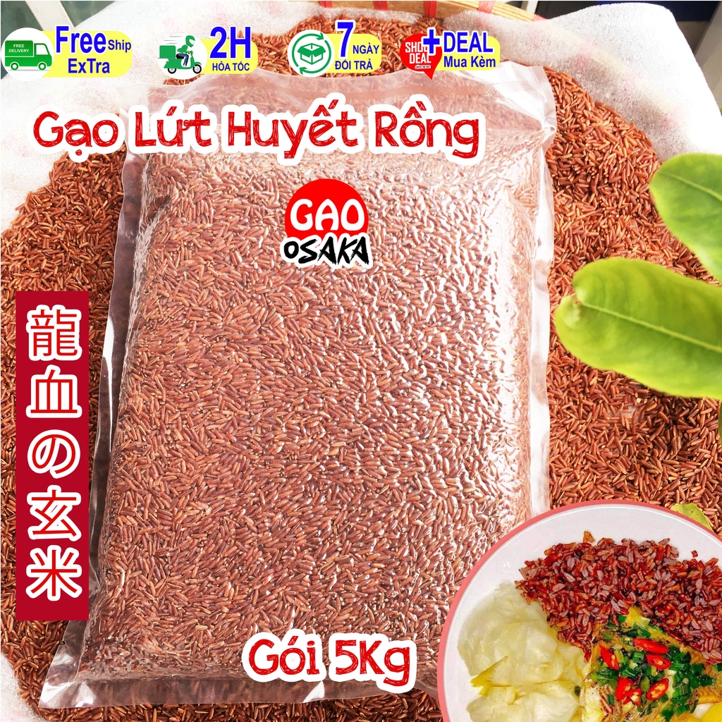 Gạo lứt huyết rồng gói 5 kg ăn kiêng giảm cân vựa gạo Osaka, gạo lức ăn eaclean tập gym giữ dáng tốt cho phụ nữ