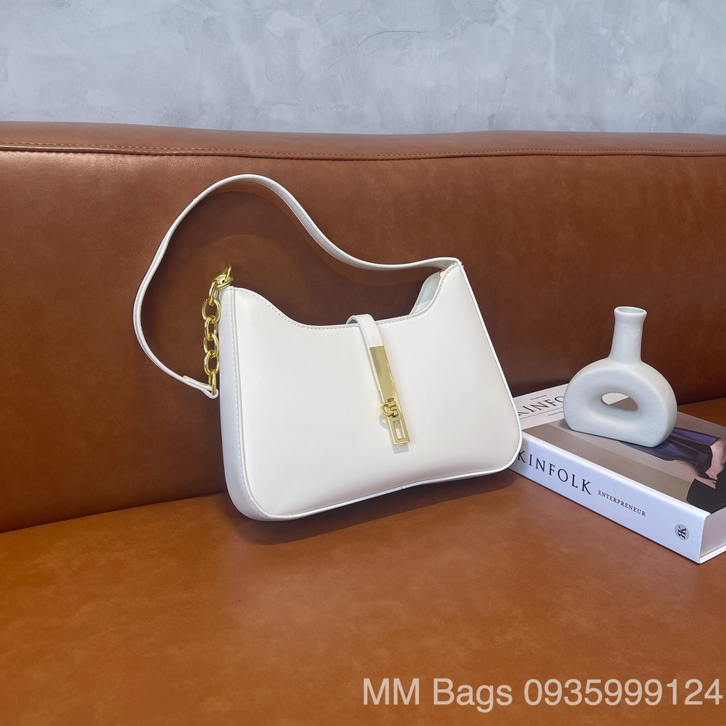 Túi kẹp nách công sở mới MM Bags túi đeo vai nữ dây da phối xích 2022 KNE78