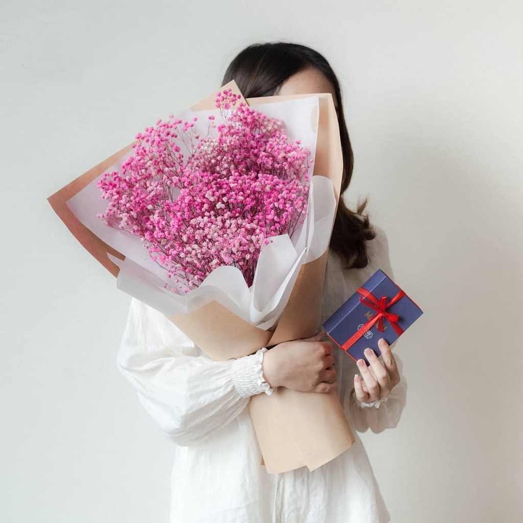 Hoa Baby khô nhiều màu không tàn dùng trang trí nhà bó nhỏ