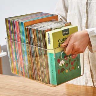 Book Storage Box Transparent Storage Organizing Box Children's High School Classroom Table Top Book Picture Book Basket Book Shelf