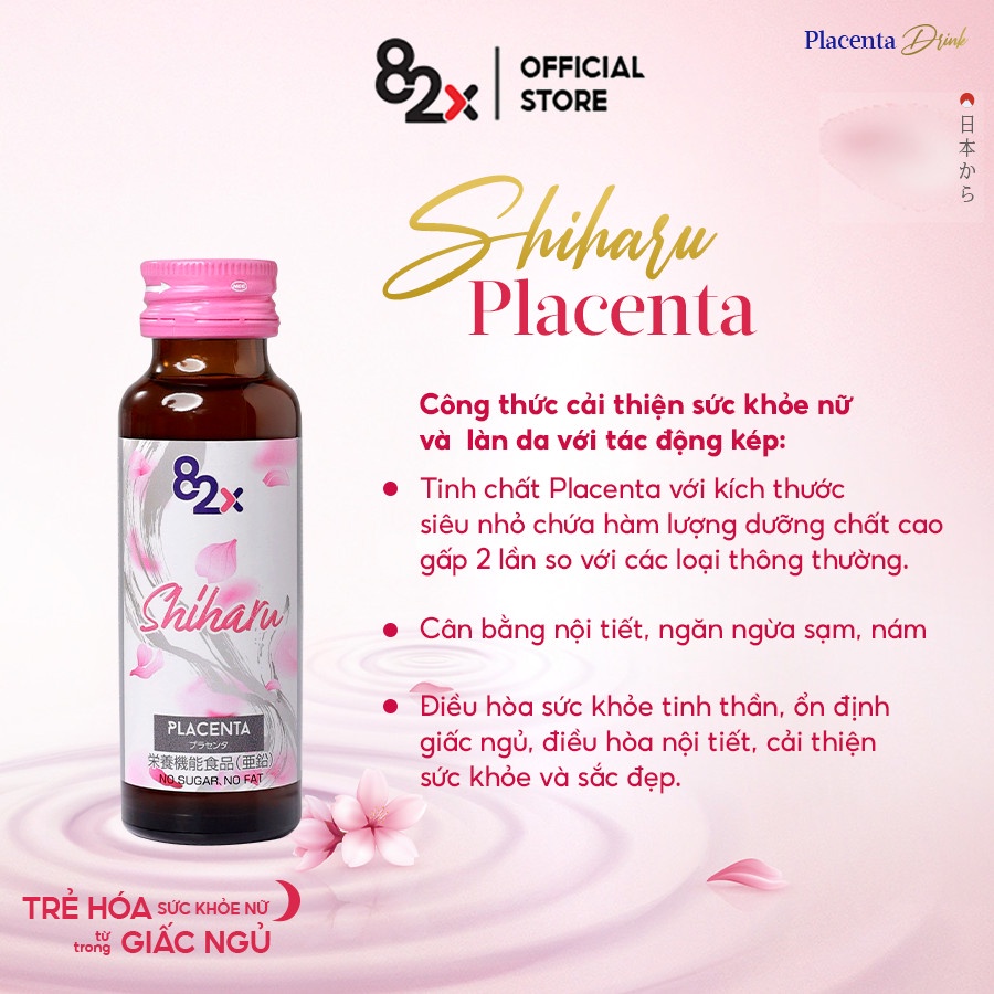 82X Combo 2 hộp Nước uống Placenta Shiharu làm đẹp da đến từ Nhật Bản 50ml/lọ.