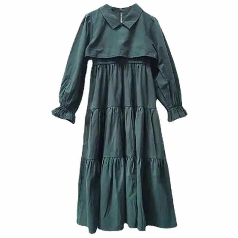 Đầm Dài Qua Gối Tay Dài Phong Cách Hàn Quốc Thời Trang Xuân Thu Dành Cho Bé Gái 3-5 - 8-10 - 12 Tuổi/090