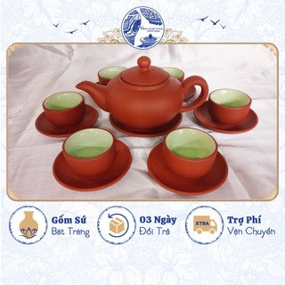 Bộ tách uống trà gốm đất đỏ 6 chén truyền thống - Gốm sứ Bát Tràng chính hãng