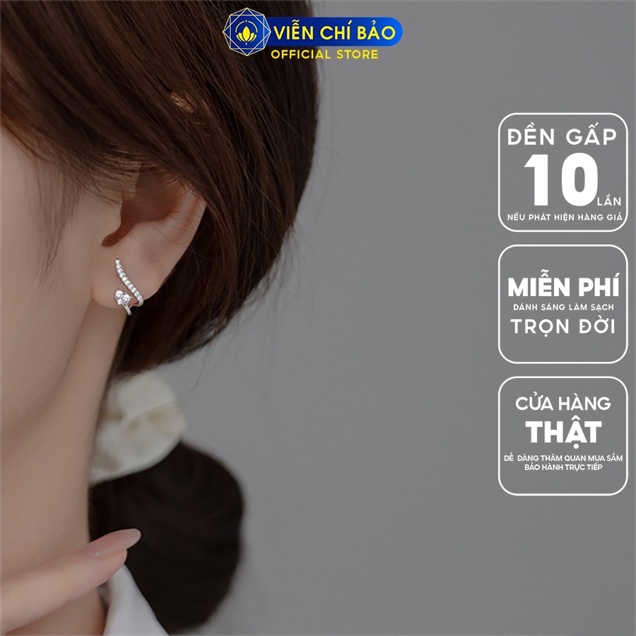 Bông tai bạc nữ Holy Đính đá chất liệu bạc 925 thời trang phụ kiện trang sức Viễn Chí Bảo B000270