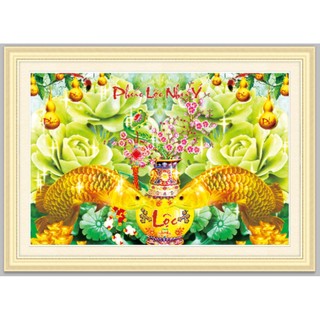 Tranh thêu cá chép Phúc Lộc Như Ý 3D Ailuo AL53569_Chưa thêu