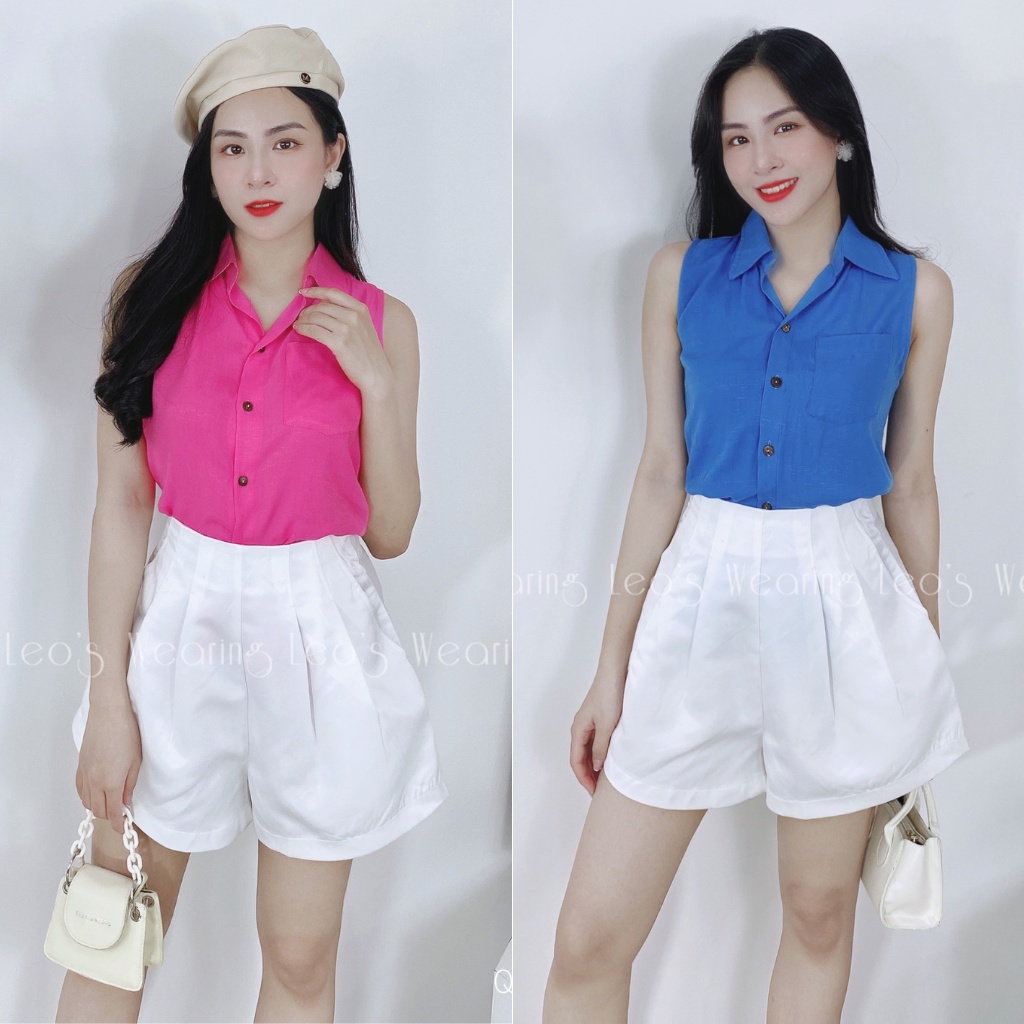 Áo sơ mi nữ 3 lỗ chất cotton nhẹ mát nhiều màu LEOSWEARING A10