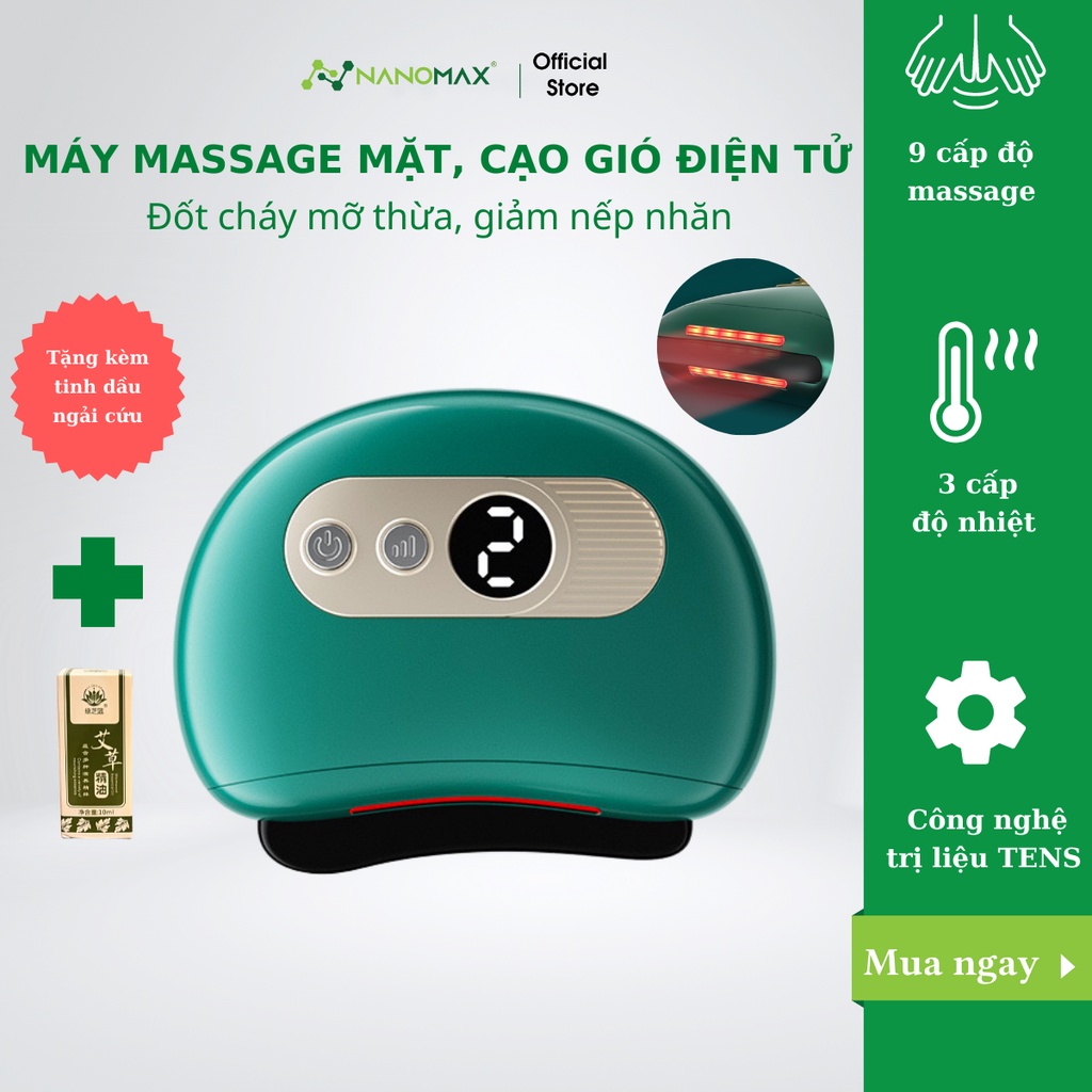 Máy Massage Cầm Tay Mini Toàn Thân Nanomax Mn-01, Cạo Gió Điện Tử, 9 Chế Độ Mát Xa, 3 Chế Độ Nhiệt, Trẻ Hóa Làn Da