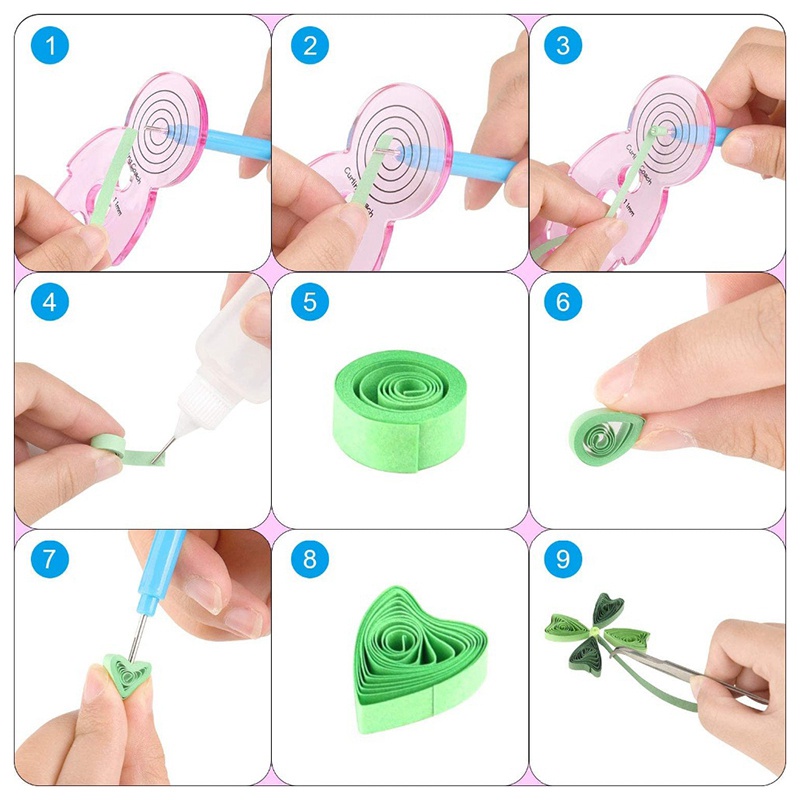 Bộ Giấy Quilling 45 Màu 900 Dải Kèm Dụng Cụ Làm Đồ Thủ Công Diy Trang Trí Nhà Ở