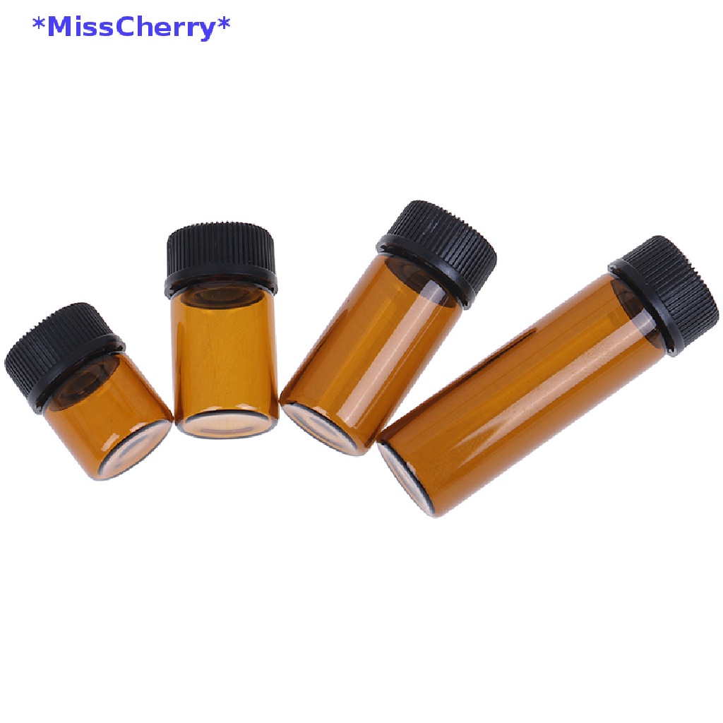 Bình Thủy Tinh Mini Màu Hổ Phách Có Nắp Dung Tích 1 / 2 / 3 / 5ml Mới