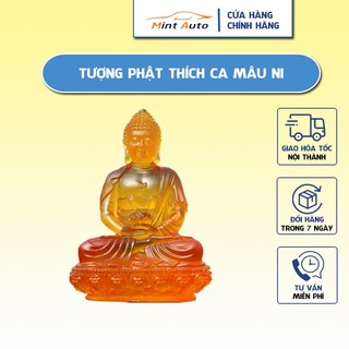 Tượng phật thích ca mâu ni ngồi thiền trang trí ô tô, bàn làm việc cao cấp ( màu hổ phách )