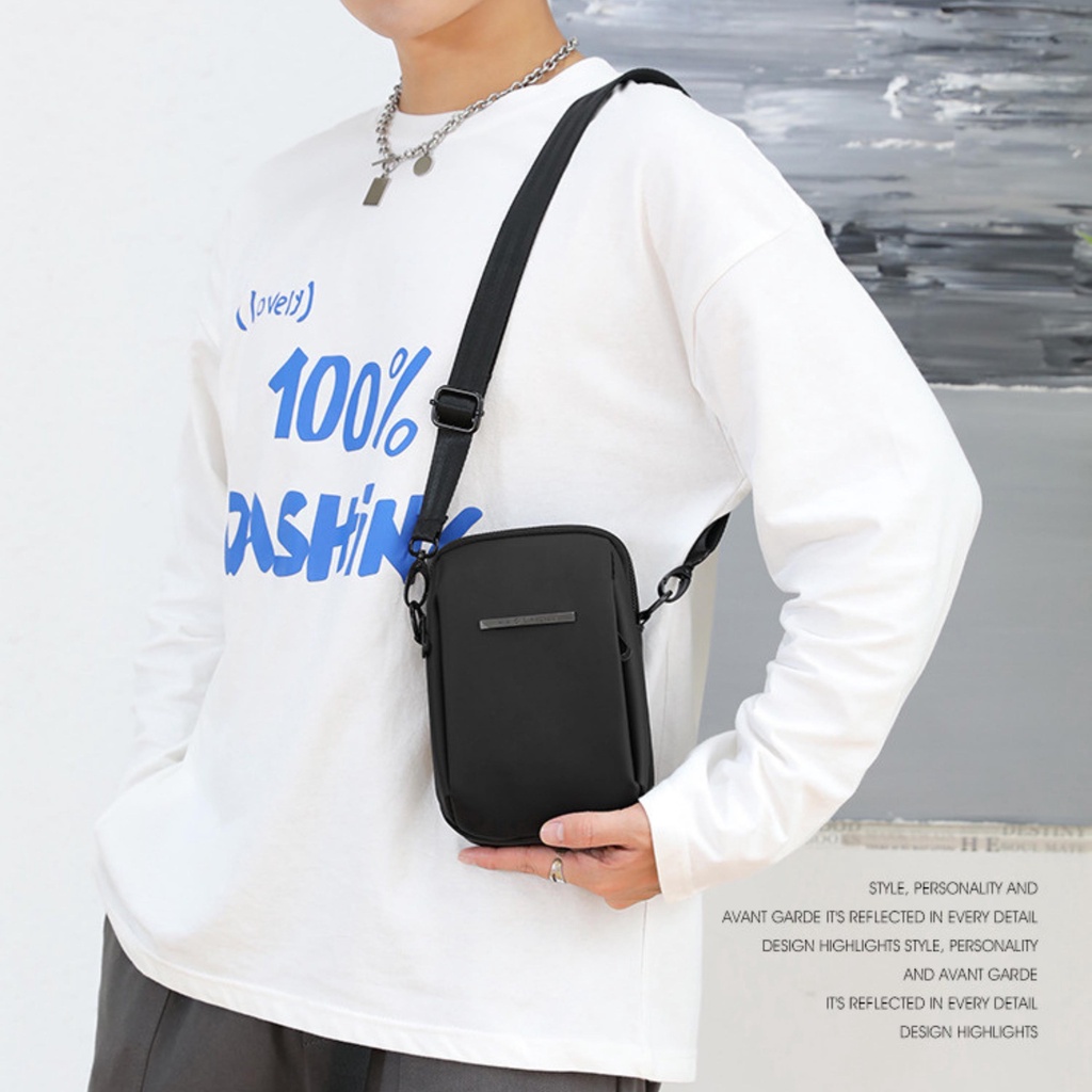 Túi Đeo Chéo Nam Nữ Unisex HAOSHUAI Nhỏ Gọn Tiện Dụng, Chất Liệu Chống Nước, Mini bag Đeo Chéo Phong Cách Hàn Quốc
