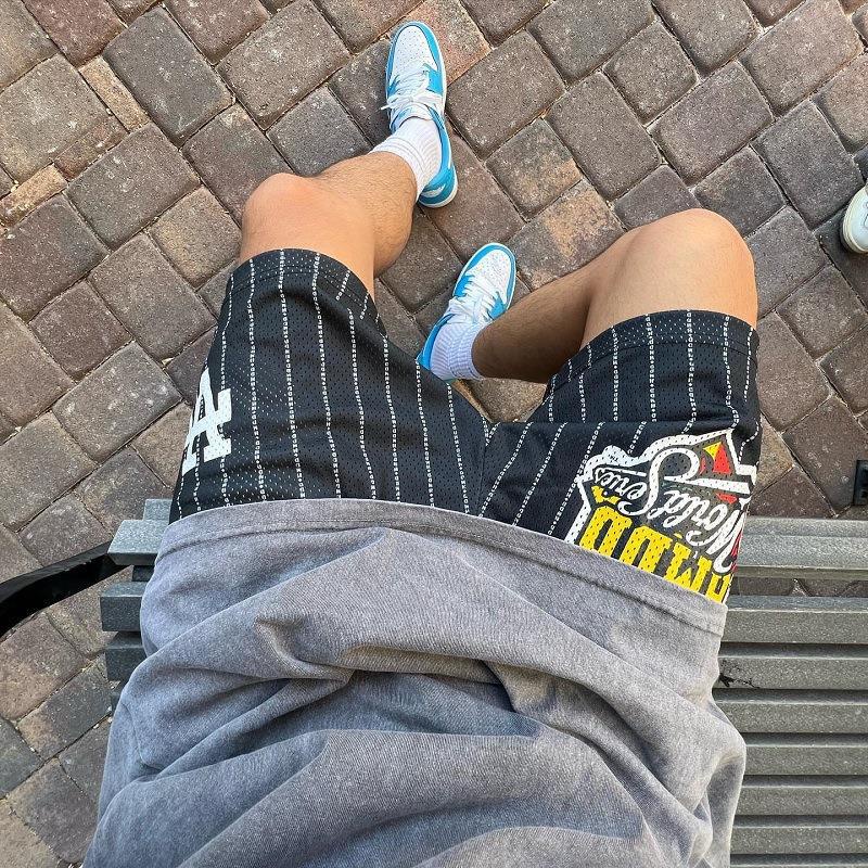 Quần Short Bóng Chày Phối Lưới Nhanh Khô Phong Cách Đường Phố Mỹ Thời Trang Mùa Hè Cho Nam Và Nữ