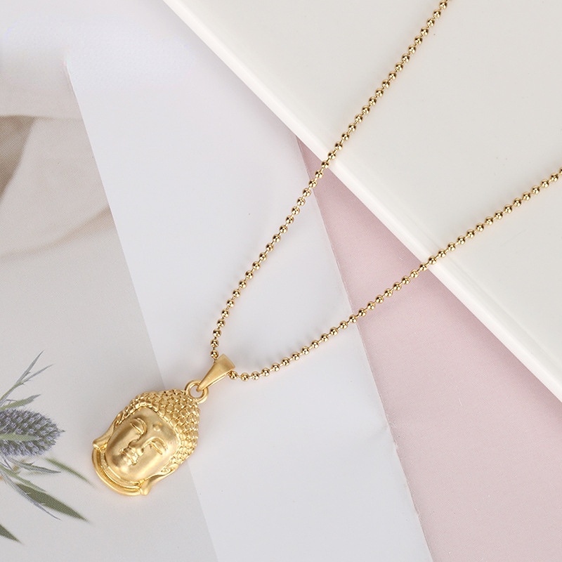 Dây Chuyền Mạ Vàng 18k Mặt Hình Đầu Phật Phong Cách Trung Hoa