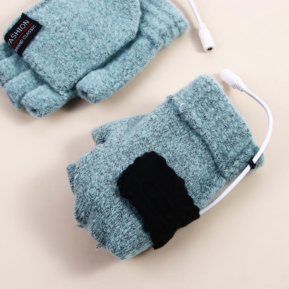 Găng Tay Len Hở Ngón Mùa Đông Mềm Mại Dày Dặn 15H USB Cho Nam Nữ