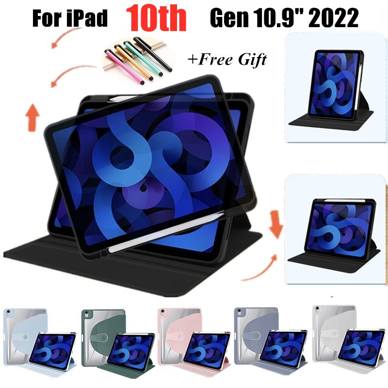 Bao Da Máy Tính Bảng PU Tự Động Tắt / Mở Màn Hình Thông Minh Kèm Ngăn Đựng Bút Xoay 360 Độ Cho iPad 10th generation 10.9 inch 2022 Giá Đỡ
