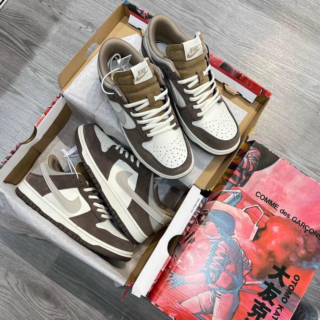 Giày Sneaker Thể Thao SB Dunk Otomo Katsuhiro Da Lộn Màu Nâu Móc Xám/ Giày Sneaker_Nike SB Móc Xám Vạch Nâu Bản Siêu Cấp
