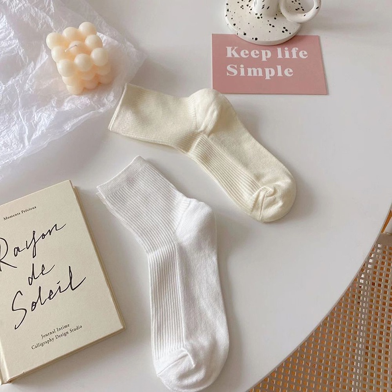 Vớ Len Màu Trơn Họa Tiết Sọc Caro Phong Cách Nhật Bản Thời Trang Mùa Hè Cho Nữ JP5