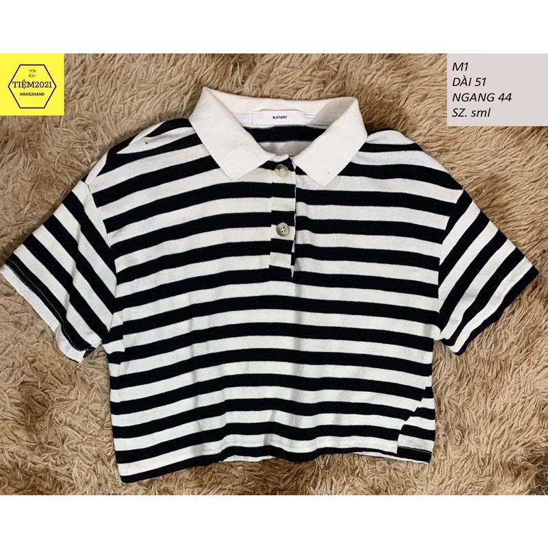 Áo len dệt kim polo nữ dáng croptop form dáng Hàn quốc độ mới cao hàng2hand TIEM2021